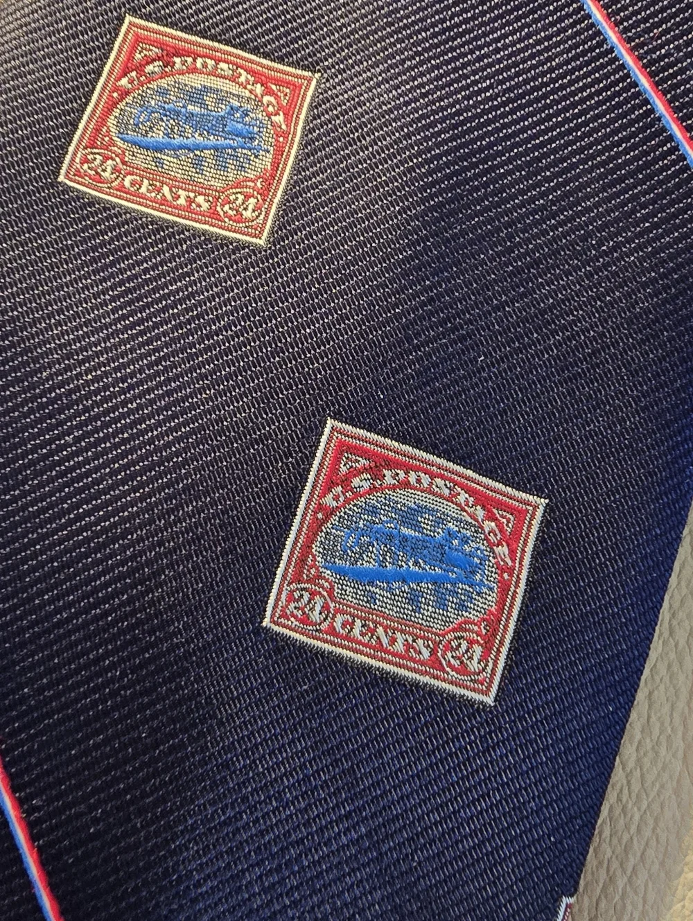 Smithsonian Institution Men's Blue 24 Cent Inverted Jenny Postage Stamp Necktie